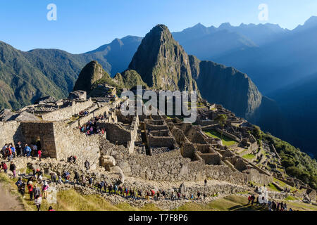 Allgemeine Ansicht eines großartigen archäologischen Stätte Machu Picchu in Peru Stockfoto