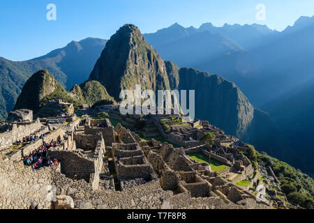 Allgemeine Ansicht eines großartigen archäologischen Stätte Machu Picchu in Peru Stockfoto