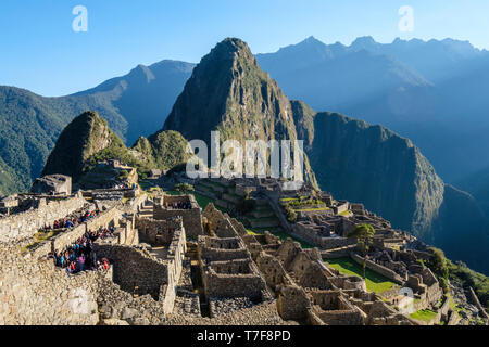 Allgemeine Ansicht eines großartigen archäologischen Stätte Machu Picchu in Peru Stockfoto