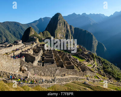 Allgemeine Ansicht eines großartigen archäologischen Stätte Machu Picchu in Peru Stockfoto