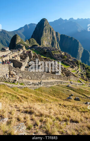 Allgemeine Ansicht eines großartigen archäologischen Stätte Machu Picchu in Peru Stockfoto