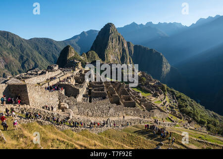 Allgemeine Ansicht eines großartigen archäologischen Stätte Machu Picchu in Peru Stockfoto