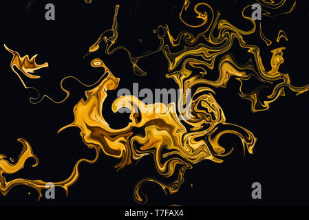 Abstrakte Grafik Malerei goldenen Hintergrund. Elite und reiche Muster. Flüssiges Gold fractal Art. Stockfoto