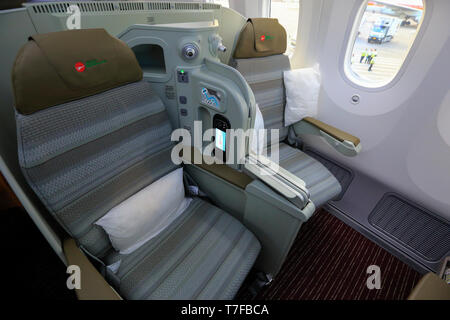 Business Class von Biman Bangladesh Airlines' erste Boeing 787-8 Dreamliner. Dhaka, Bangladesch Stockfoto