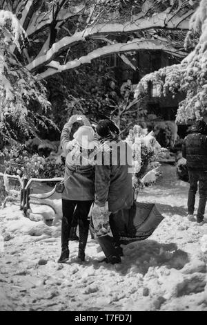 30 Dezember 2014, Eskisehir, Türkei Schnee Szenen aus der Türkei Eskisehir in einer verschneiten Nacht Stockfoto