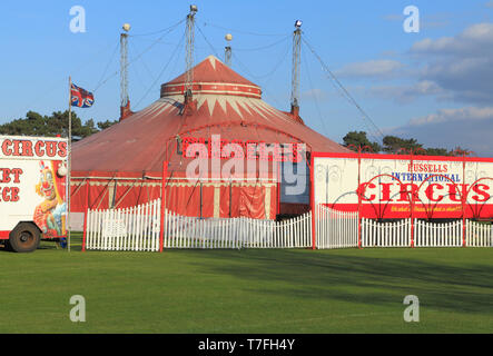 Russells Internationale Zirkus, show, Ticket Office, Hunstanton, Norfolk, Großbritannien Stockfoto