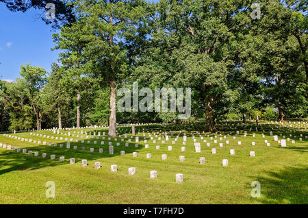 Grabsteine mark Gräber in Silo National Cemetery in Silo National Military Park, Sept. 21, 2016, Silo, Tennessee Bürgerkrieg Soldaten'. Stockfoto