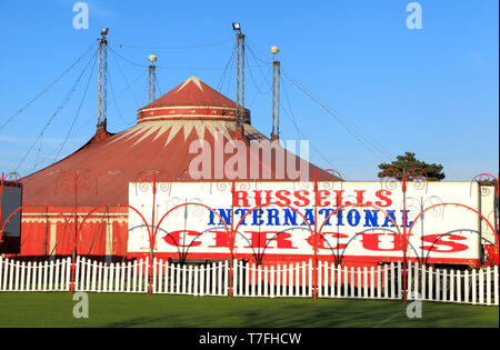 Russells Internationale Zirkus, Reisen zeigen, Big Top, Zelt, Circus Stockfoto