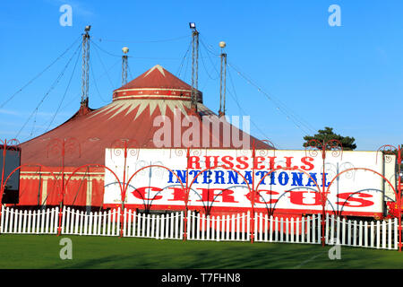 Russells Internationale Zirkus, show, Ticket Office, Hunstanton, Norfolk, Großbritannien Stockfoto