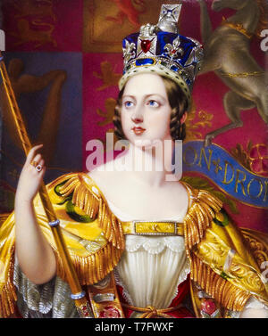 Queen Victoria in ihrer Krönung Roben mit der Imperial State Crown, Porträt, 1843 Stockfoto