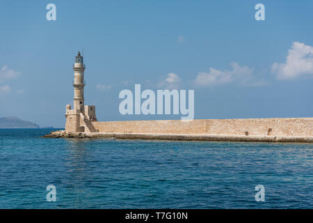 Leuchtturm in Chania auf Kreta Stockfoto