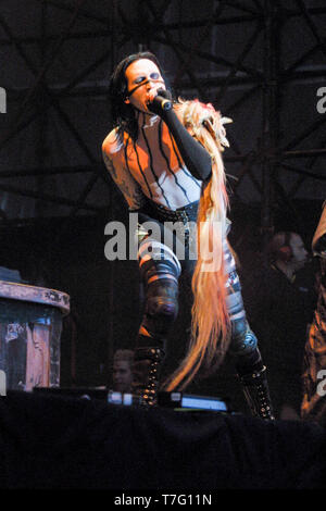 Marilyn Manson an der Leeds Festival 2001, England, Vereinigtes Königreich. Stockfoto