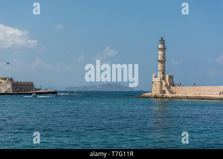 Leuchtturm in Chania auf Kreta Stockfoto