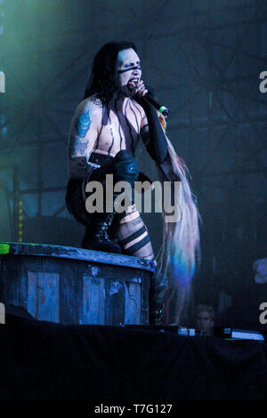 Marilyn Manson an der Leeds Festival 2001, England, Vereinigtes Königreich. Stockfoto