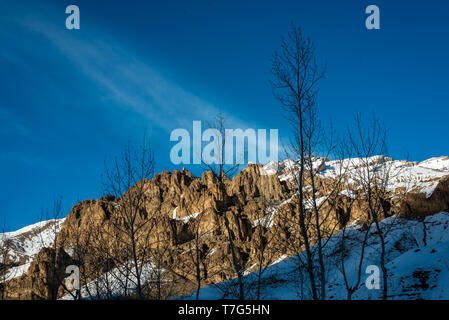 Sonnenuntergang am Abend Blick auf Berg in Spiti Valley Stockfoto