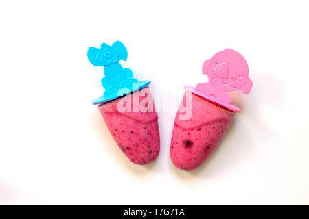 Hausgemachte für Kinder frisches Obst berry Ice Cream auf weißem Hintergrund. Stockfoto