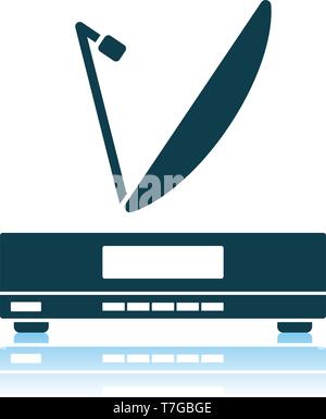 Sat-Receiver mit Antenne. Schatten Reflexion Design. Vector Illustration. Stock Vektor