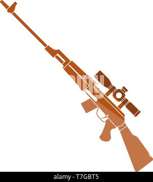 Sniper Rifle Symbol. Flachen Farbe Leiter Design. Vector Illustration. Stock Vektor