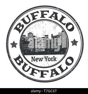 Buffalo Zeichen oder Stempel auf weißem Hintergrund, Vector Illustration Stock Vektor