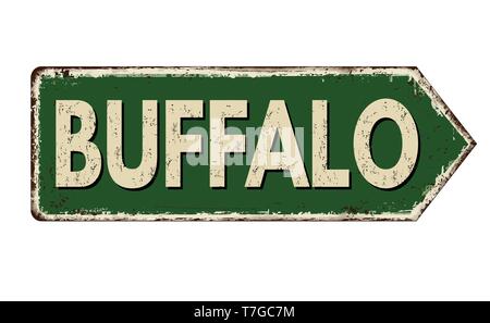 Buffalo vintage rostiges Metall Zeichen auf weißem Hintergrund, Vector Illustration Stock Vektor