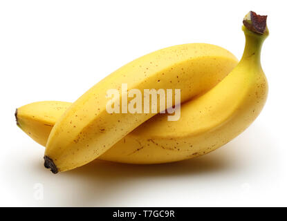 Reife Bananen auf weißem Hintergrund Stockfoto