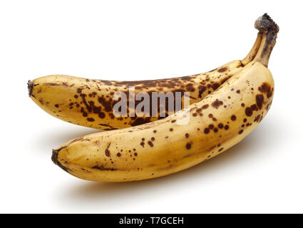 Paar überreife Banane auf weißem Hintergrund Stockfoto