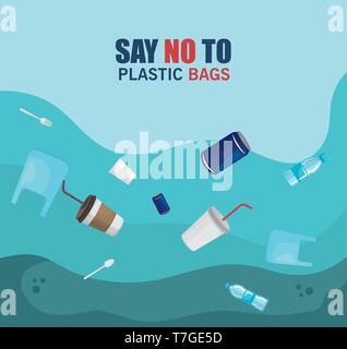 Giftige Kunststoffe Abfall im Meer Verschmutzung Stock Vektor