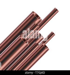 Satz von Stahl oder aluminium Rohre, isoliert. Vector Illustration. Glänzend 3d-Rohre mit unterschiedlichen Durchmessern. Stock Vektor
