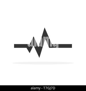 Grau heartbeat Symbol in flacher Ausführung. Vector Illustration. Zeichen des Elektrokardiogramms isoliert. Stock Vektor