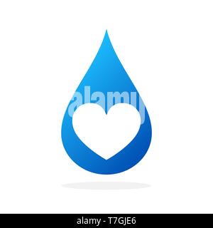 Wassertropfen mit Herz Form. Vector Illustration. Water Drop Symbol isoliert Stock Vektor Wassertropfen mit Herz Form. Vector Illustration. Water Drop Symbol isoliert Stock Vektor