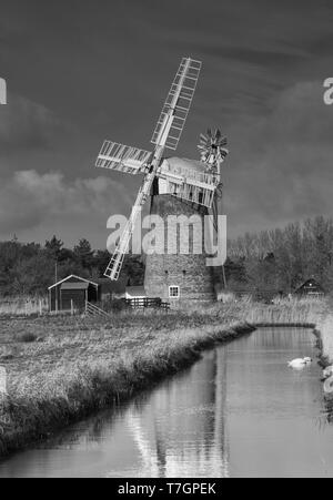 Horsey Newley restaurierte Windmühle, Norfolk Stockfoto