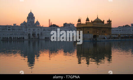 Golden Palace (oder Darbar Sahib oder Sri Harmandir Sahib) in der Stadt Amritsar, Punjab, Indien. Der heiligste Gurdwara und die wichtigste Wallfahrt si Stockfoto