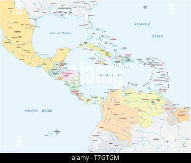 Vereinigung der Staaten der Karibik Karte Stock Vektor