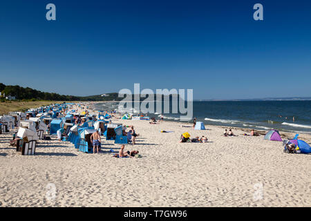 Strand mit Strandkörben, Ostseebad Göhren, Rügen, Mecklenburg - Vorpommern, Deutschland, Europa Stockfoto