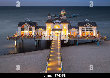 Beleuchtete Sellin, Insel Rügen, Mecklenburg-Vorpommern, Deutschland, Europa Stockfoto