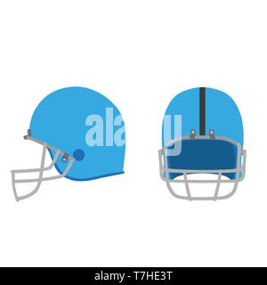 Football Helm Vector amerikanische Ikone Ausrüstung getrennt Sport Abbildung weiß blau eingestellt Stock Vektor