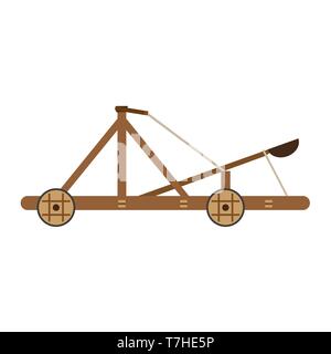 Katapult Vektor mittelalterliche Symbol Abbildung isoliert Holz- alten Krieg weiß Waffe alten cartoon Belagerung Stock Vektor