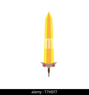 Schwert Vektor-illustration große isolierte Cartoon design Ritter. Hintergrund vintage Emblem mittelalterlichen hand Fische Krieger Symbol Stock Vektor