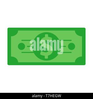 Grüne dollar Banknote zeichen Vektor Flachbild illustration Design auf weißem Hintergrund. Stock Vektor