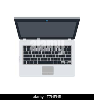 Laptop Konzept vektor Flachbild illustration Design auf weißem Hintergrund Draufsicht isoliert. Stock Vektor