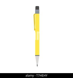 Den gelben Stift vektor Flachbild illustration Design auf weißem Hintergrund. Stock Vektor