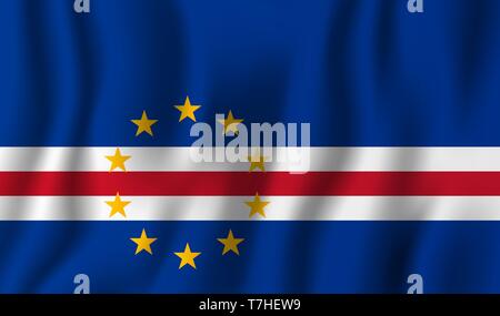Kap Verde realistische wehende Flagge Vector Illustration. Nationalen Hintergrund Symbol. Tag der Unabhängigkeit. Stock Vektor