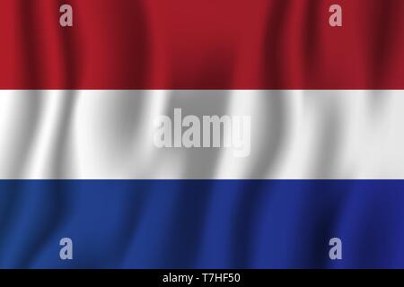 Niederlande realistische wehende Flagge Vector Illustration. Nationalen Hintergrund Symbol. Tag der Unabhängigkeit. Stock Vektor