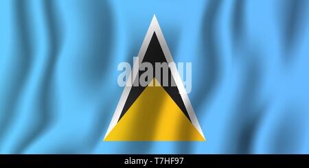 Saint Lucia realistische wehende Flagge Vector Illustration. Nationalen Hintergrund Symbol. Tag der Unabhängigkeit. Stock Vektor