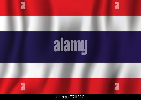 Thailand realistische wehende Flagge Vector Illustration. Nationalen Hintergrund Symbol. Tag der Unabhängigkeit. Stock Vektor