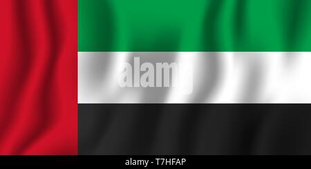 Vereinigte Arabische Emirate realistische wehende Flagge Vector Illustration. Nationalen Hintergrund Symbol. Tag der Unabhängigkeit. Stock Vektor