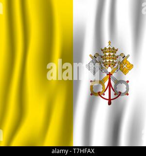 Vatikanstadt realistische wehende Flagge Vector Illustration. Nationalen Hintergrund Symbol. Tag der Unabhängigkeit. Stock Vektor