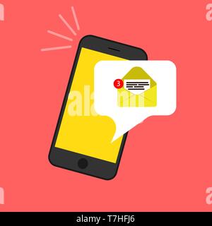 Benachrichtigung per e-mail Medien Informationen soical unterzeichnen. Netzwerk Symbol Hintergrund isoliert Vektor. Message Application wireless Chat. Posteingang spam Telefon Stock Vektor