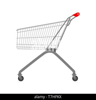 Warenkorb trolley Vektorsymbol Supermarkt. Store Warenkorb marketing isoliert. Lebensmittelgeschäft lifestyle paymeny Hintergrund. Konsumismus mall Abbildung Stock Vektor