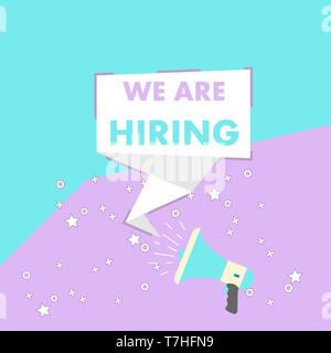 Einstellung job Zeichen Arbeitgeber flachbild Hintergrund Vektor. Kandidat feier Konzept business. Mietwagen Mitarbeiter Karriere Grafik isoliert. Ankündigung Ressour Stock Vektor